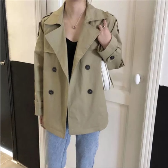 Short trench coat spring jacket kaki - Picture 1 of 6